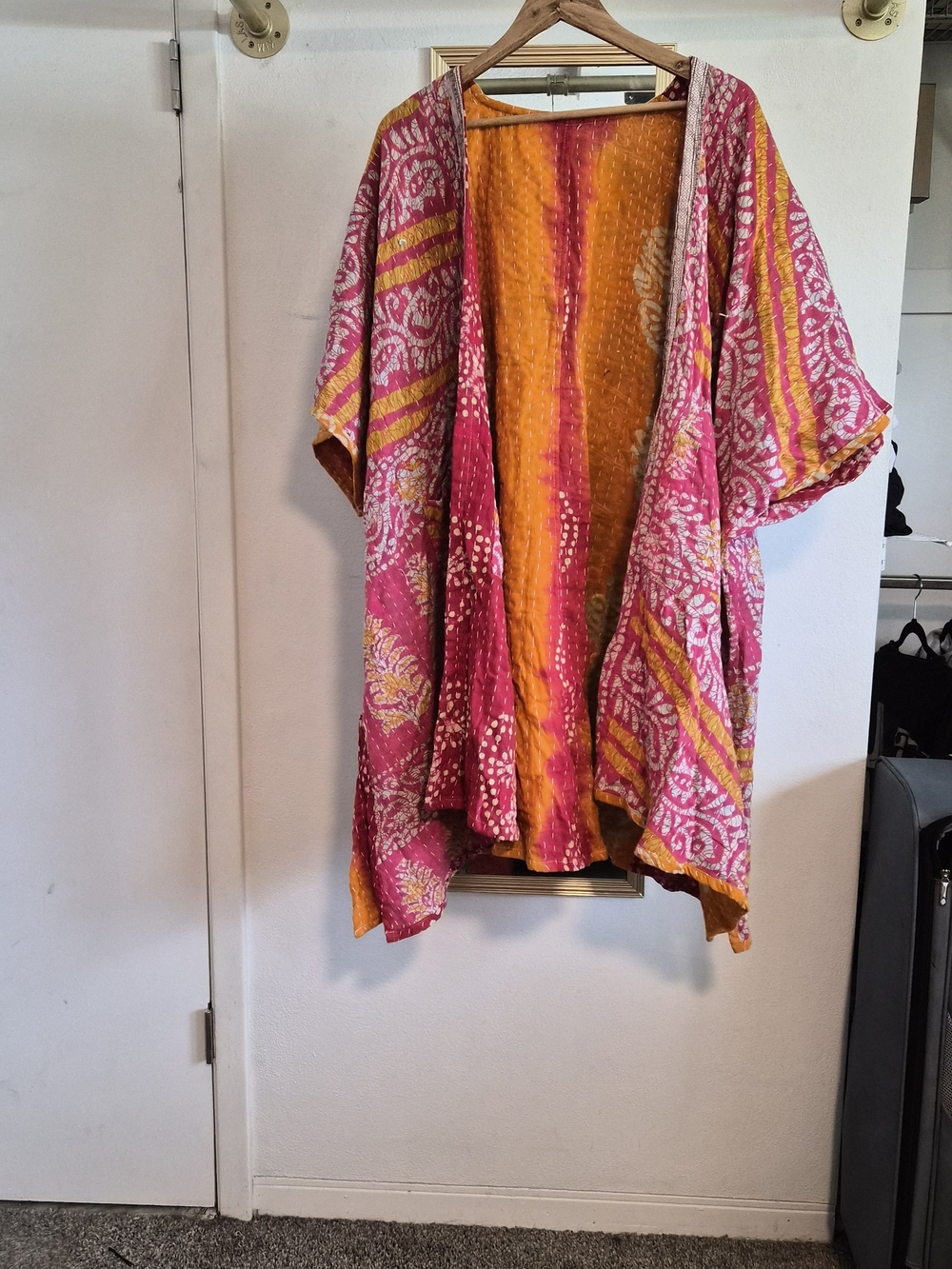 Reversible Kantha Kimono with White Kantha
